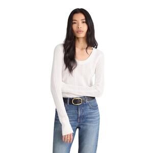 Madewell Lace Stitch Knit Sweater XS Soft White Slim Lightweight NWT